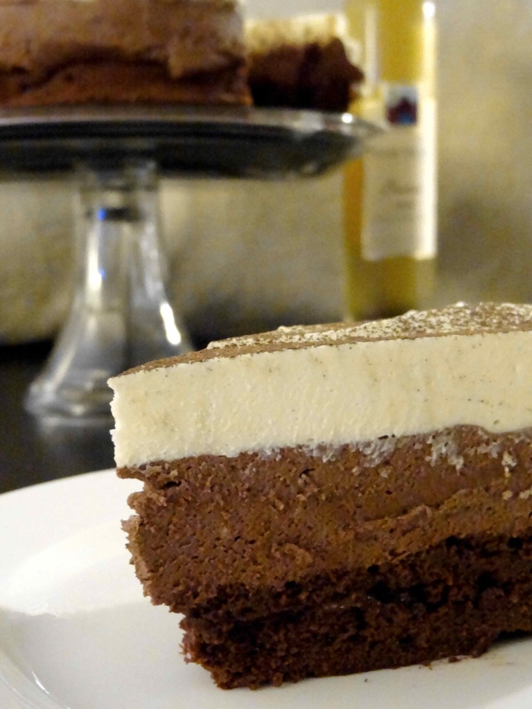 Triple chocolate mousse cake and ice wine